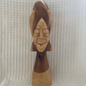 Vintage Wood Female Carved Bust